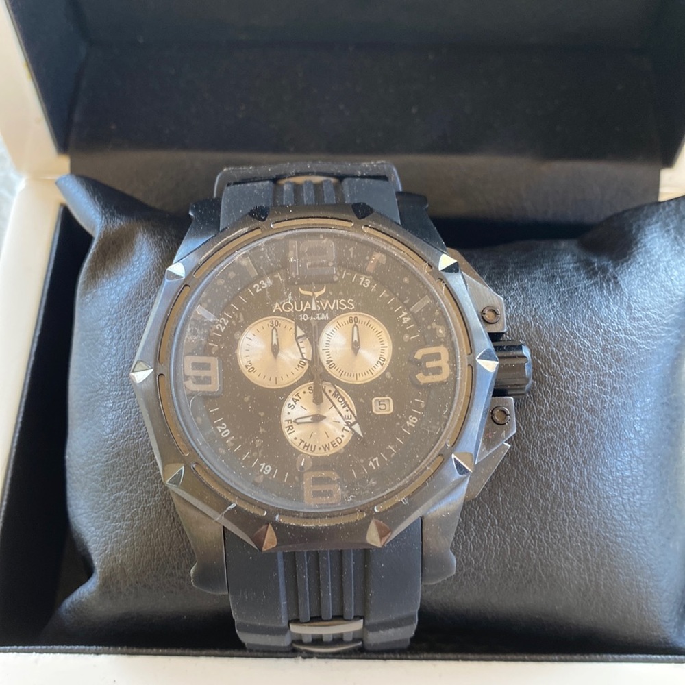 Aquaswiss black mens watch.